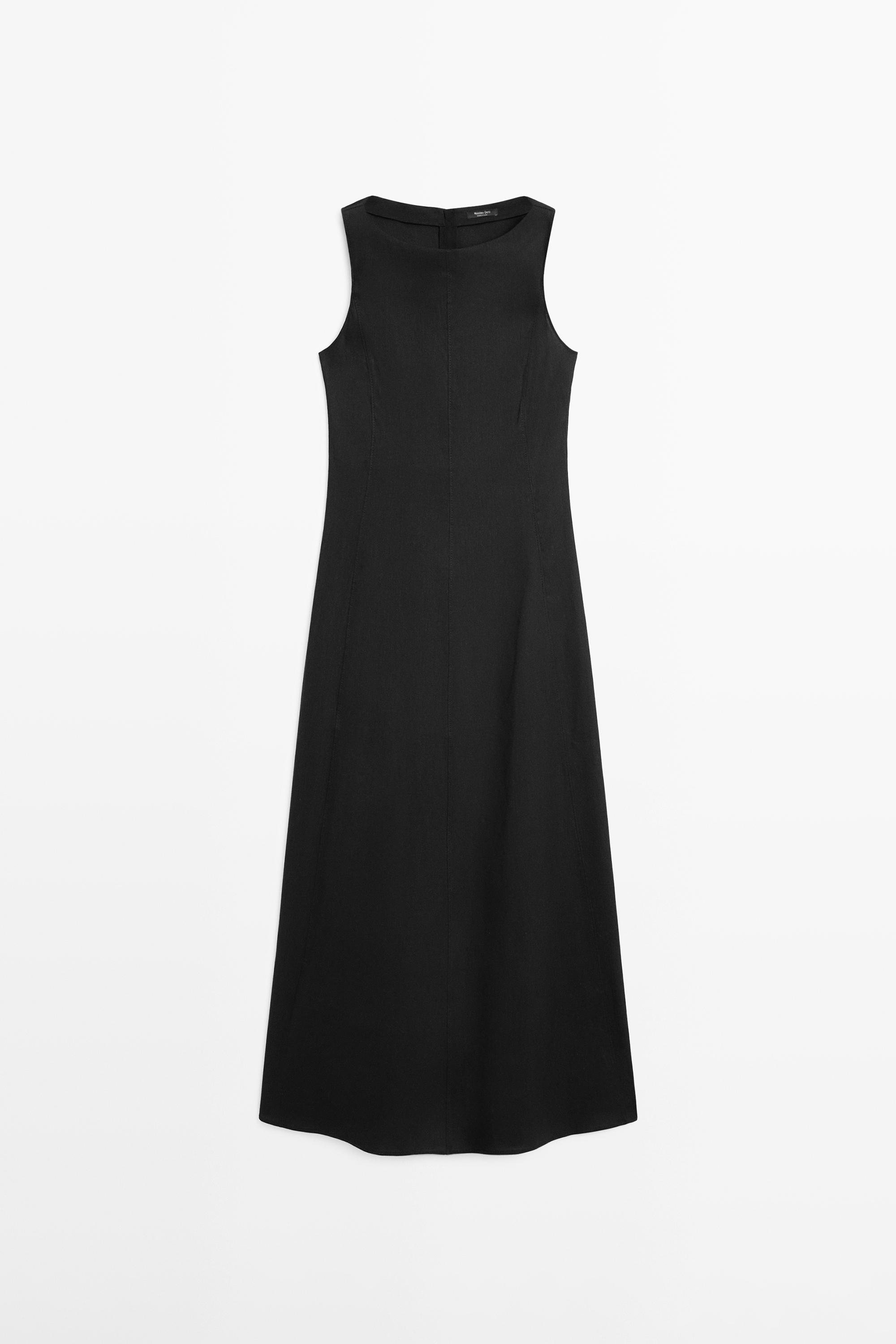 Long flowing linen blend dress
